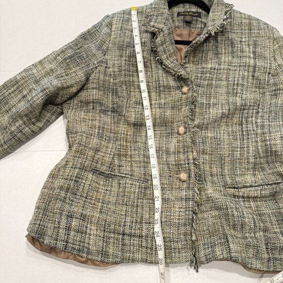 Ashley stewart women's tweed blazer tan brown size 24 workwear - Picture 6 of 7